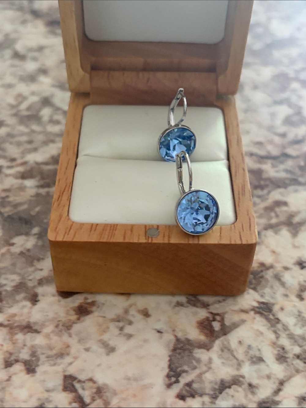 Swarovski Baby mini Bella Earrings with Blue crystal. - Picture 3 of 5